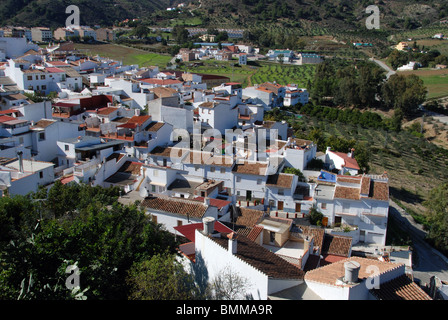View of part of the whitewashed village (pueblo blanco), Alozaina, Costa del Sol, Malaga Province, Andalucia, Spain, Europe. Stock Photo