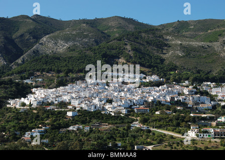 View of the village, whitewashed village (pueblo blanco), Casarabonela, Malaga Province, Andalucia, Spain, Western Europe. Stock Photo