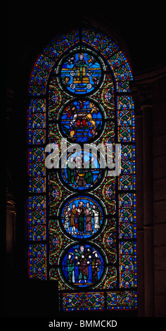 St Denis, Paris, France. The Anagogical Window on the allegories of Saint Paul Stock Photo