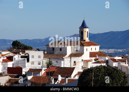View of the town and church, Yunquera, Malaga Province, Andalucia, Spain, Western Europe. Stock Photo