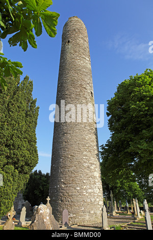 round tower at Monasterboice Monastery near Drogheda, Co. Louth, Republic of Ireland Stock Photo