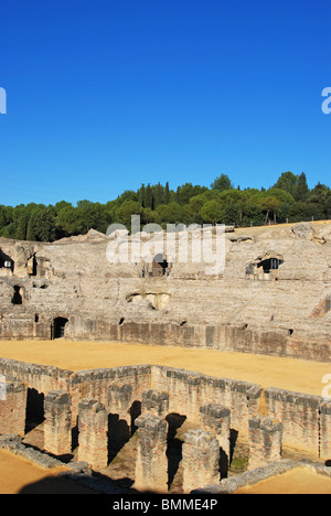 Arena in the Amphitheatre, Italica, Seville, Seville Province, Andalucia, Spain, Western Europe. Stock Photo