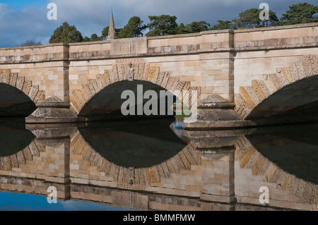 The historic old sandstone Ross Bridge on the outskirts of the village of Ross in the Tasmanian Midlands Stock Photo