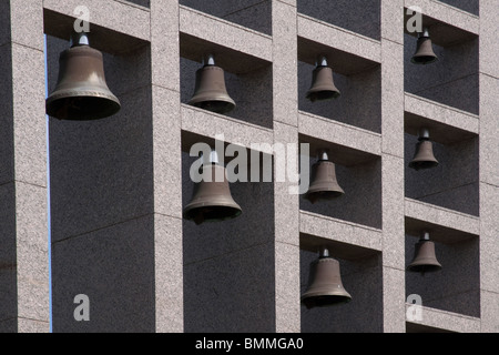 Burleson Bells sculpture outside Bass Concert Hall on University of Texas at Austin campus Stock Photo