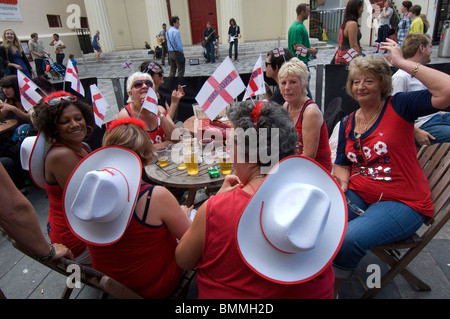 Female football supporters in England during the 2010 World Cup Stock Photo