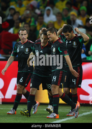 JOHANNESBURG, South Africa - Players of South Africa and Mexico line up