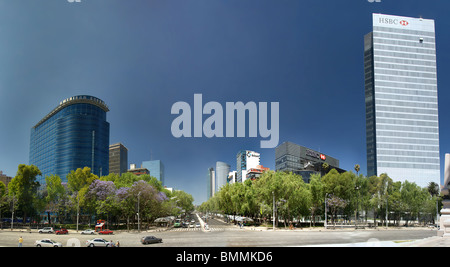 Paseo de la Refoma, Mexico city, Mexico, panoramic view Stock Photo