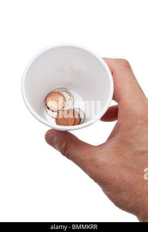 Disposable Cup, help, concept of Begging Stock Photo
