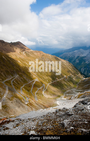 Alpes Curve Italy Mountain Passo dello Stelvio Road Stelvio Pass Italy Stelvio Pass mountain roads curves bends alps mountains c Stock Photo