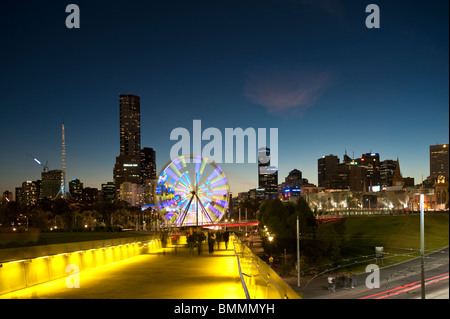 Melbourne Central Business District at Night Stock Photo