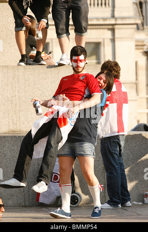 England Football fans in Trafalger Square London during the 2010 World Cup Stock Photo