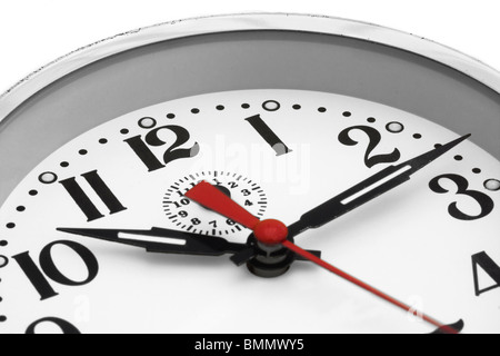 close up of a clock face on a white background Stock Photo