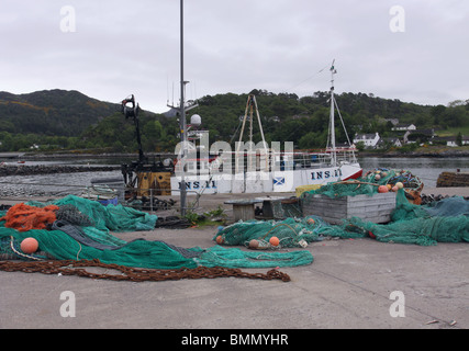 fishing boat with nets Charlestown harbour Gairloch Scotland  June 2010 Stock Photo