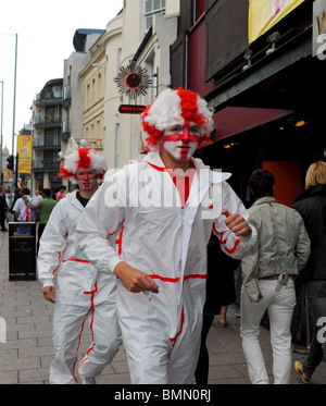 England football fans walking through Brighton during the World Cup 2010 Stock Photo