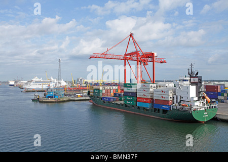 Container Ship at Dublin Port Stock Photo