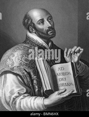 IGNATIUS OF LOYOLA  (1491-1556)  founder of the Society of Jesus (Jesuits) in an engraving after the painting by Rubens Stock Photo