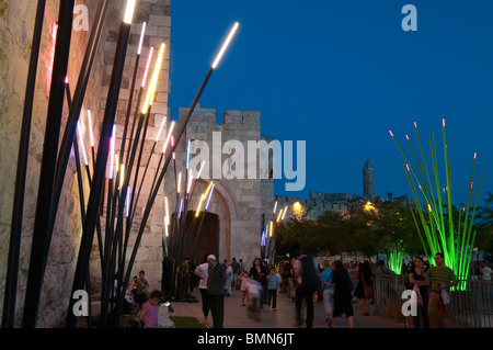 Jerusalem. Light Festival in the Old City 2010. presentation at Jaffa Gate Stock Photo