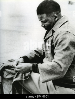 NELSON MANDELA - South African civil rights leader in prison on Robbin Island Stock Photo