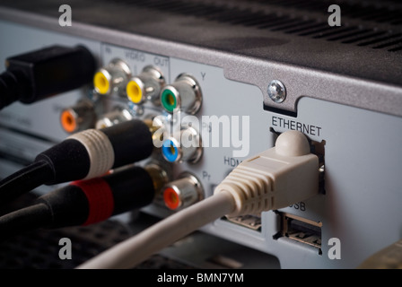 Various ports on the rear of a set top box are seen on Monday, June 7, 2010. (© Richard B. Levine) Stock Photo