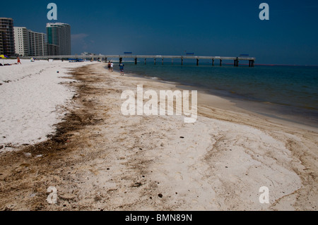 Tar washes up along Orange Beach in Alabama during the 2010 British Petroleum Oil Spill Stock Photo