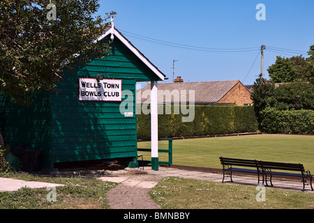 Wells town bowls clubhouse and green Stock Photo