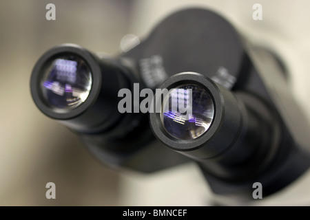 binocular microscope close up of eye piece Stock Photo