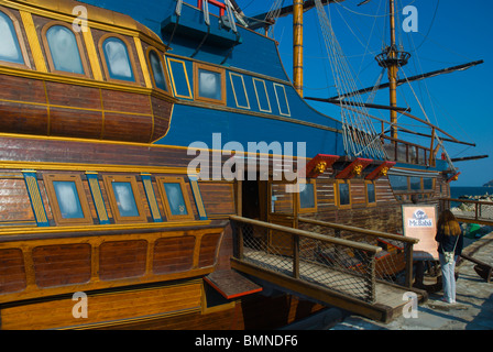 Mr Baba restaurant boat at beach Varna Black Sea coast Bulgaria Europe Stock Photo