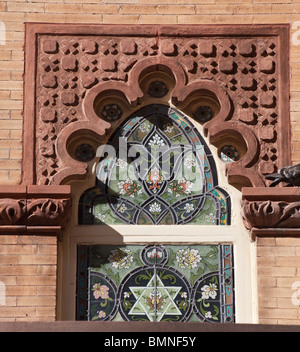 detail of facade, Park East Synagogue, Upper East Side of Manhattan, New York City. Stock Photo