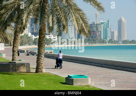 Qatar, Doha Bay Waterfront Stock Photo