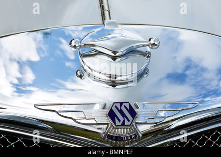 Car Hood Ornaments on a classic Jaguar car Stock Photo