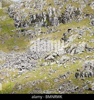 Scree slope on the side of a mountain in The Lake District England UK Stock Photo