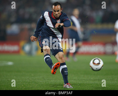Landon Donovan of the United States cracks a shot against England during a 2010 FIFA World Cup football match June 12, 2010. Stock Photo