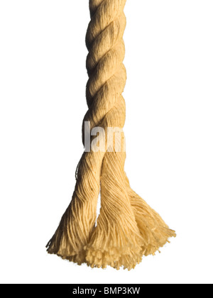 Close up of the end of a rope. Isolated on white. Stock Photo