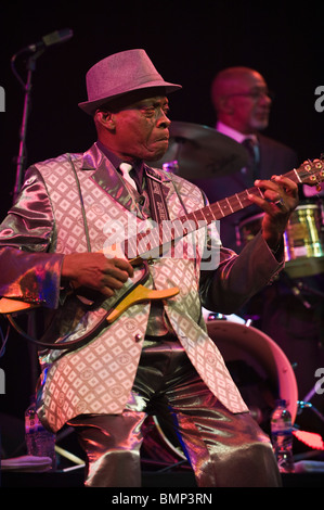 Guitarist with Buena Vista Social Club performing at Hay Festival 2010 Hay on Wye Powys Wales UK Stock Photo