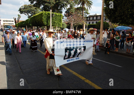 Purepecha indians during their new year celebration in Uruapan, Michoacan, Mexico Stock Photo