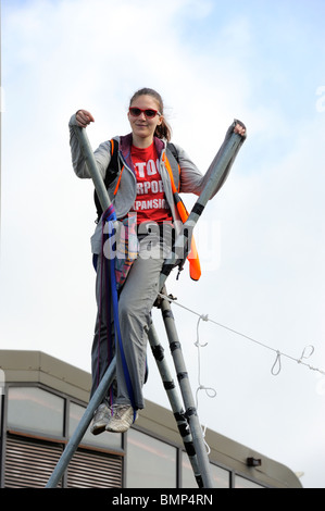 Protesters blockade Manchester Airport Freight Terminal Manchester UK against Airport Expansion and climate change damage Stock Photo