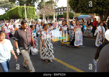 Purepecha indians during their new year celebration in Uruapan, Michoacan, Mexico Stock Photo