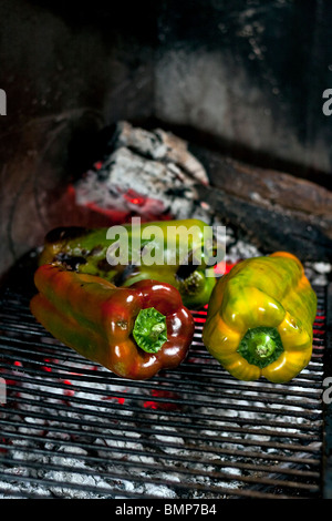 Cooking Grilled Peppers Stock Photo