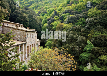 Hermitage of the Cells (Eremo delle Carceri) on Mount Subasio above Assisi, Umbria, Italy Stock Photo