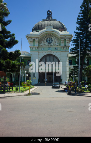 The facade of the Railway station in Maputo, Mozambique, designed by Gustave Eiffel. Stock Photo