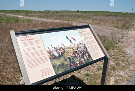 Texas, Brownsville, Palo Alto Battlefield National Historic Park site of 1846 battle of U.S. - Mexico War, bilingual sign Stock Photo