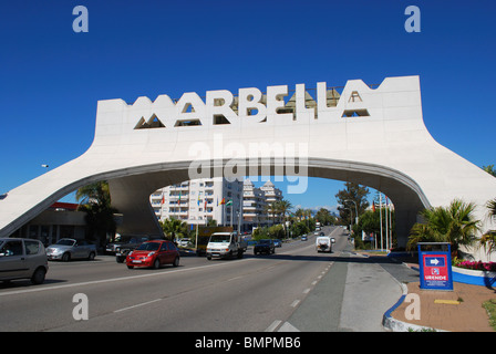 Marbella Entrance arch, Marbella, Costa del Sol, Malaga Province, Andalucia, Spain, Western Europe. Stock Photo