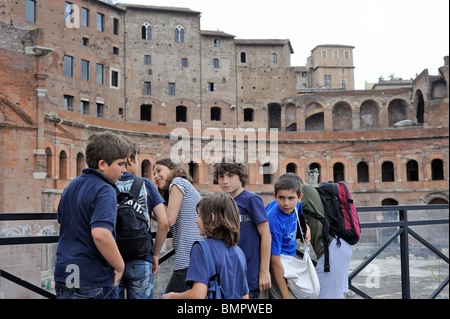Elementary school students at Trajan's Market Rome Italy Stock Photo