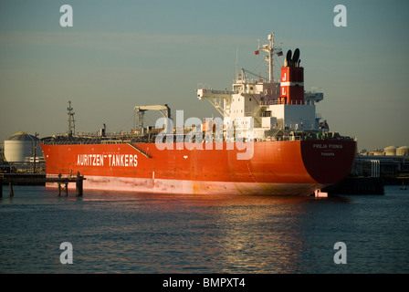 A tanker carrying hazardous materials at the docks in the Kill Van Kull in Bayonne, NJ