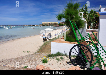 Beach view, Estany d'es Peix, Formentera, Balearic Islands, Spain Stock Photo