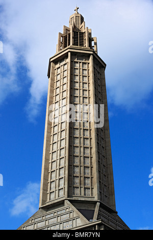 St. Joseph's Church (by Auguste Perret, 1950s), Le Havre, Seine-Maritime department, Upper Normandy, France Stock Photo