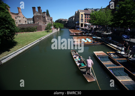 Punts on the River Cam in Cambridge, England. Stock Photo