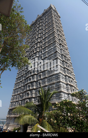 The twenty story Gopura of Murudeshwara Temple in Murudeshwara, Karnataka in India. Stock Photo