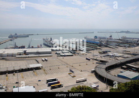 Port of Dover below the famous White Cliffs of Dover Kent England UK Stock Photo