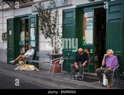 Regulars in a bar, Positano, Italy Stock Photo